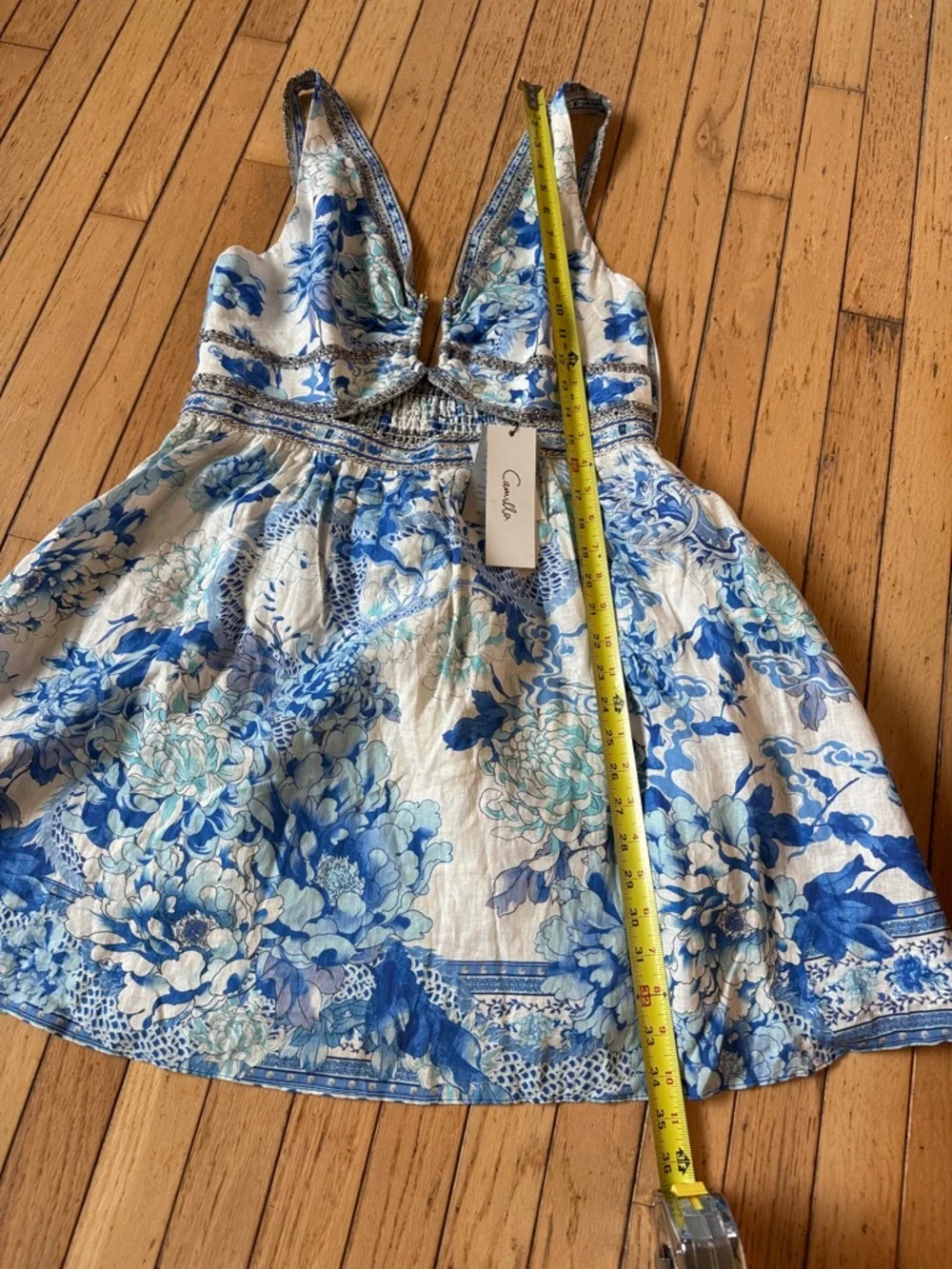 Camilla Blue🩵 and White Floral Cutout Mini Dress - Picture 10 of 12